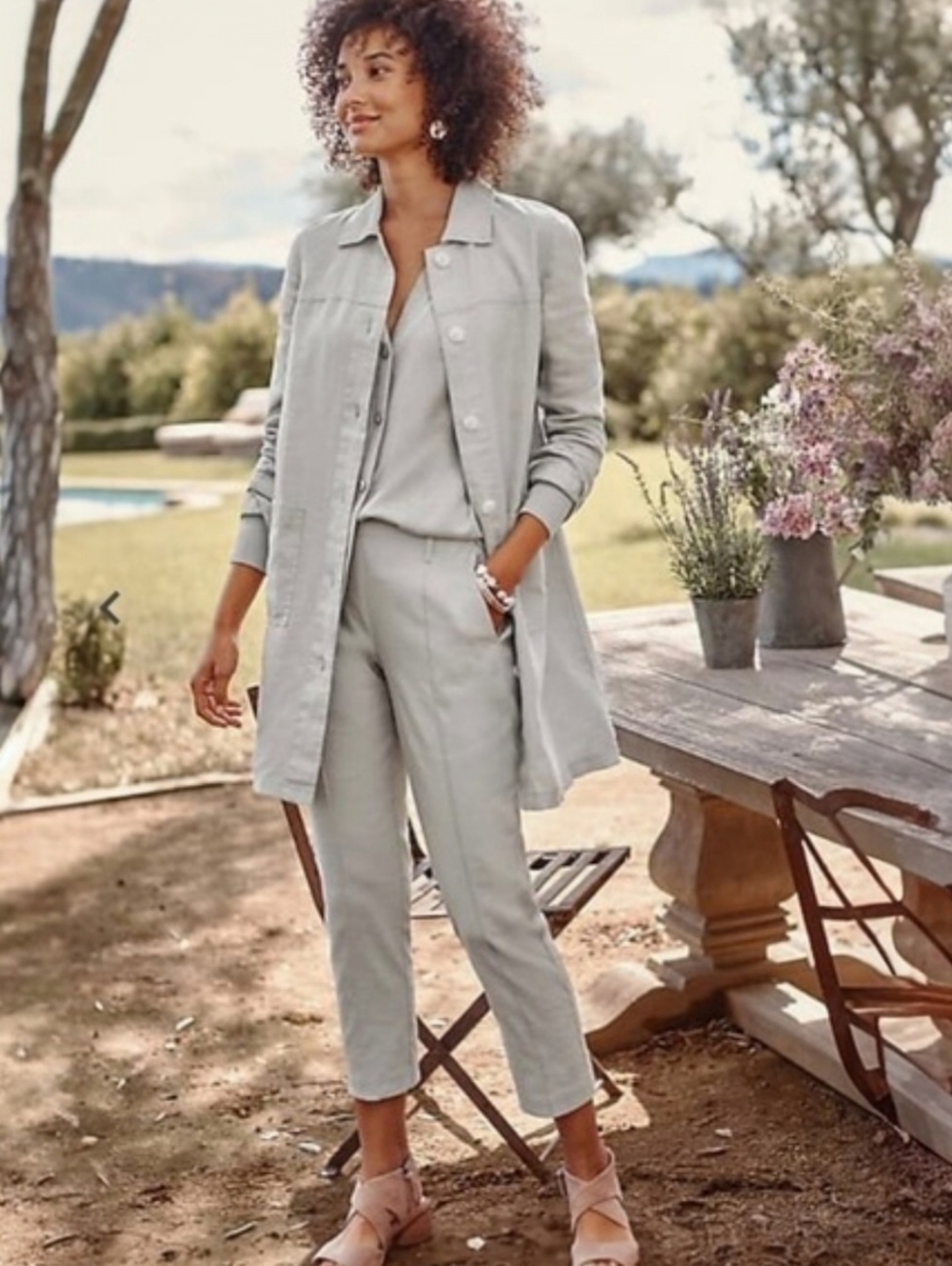 J Jill Womens Linen Blend Pants Gray NWT XLP Pintucked Straight Stretch Slim Leg
